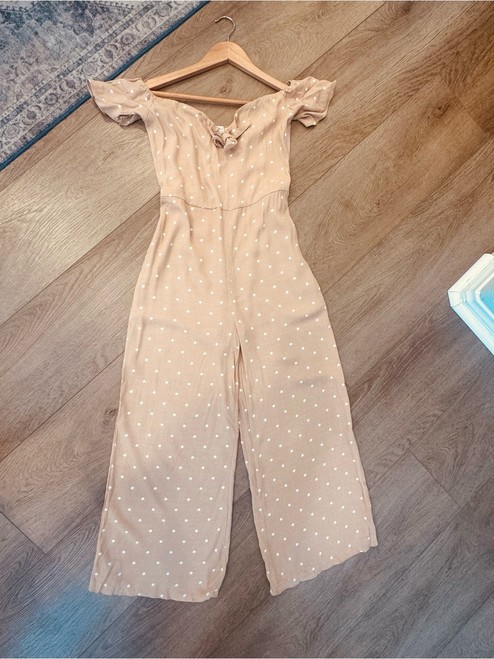 Polka Dot Off-Shoulder Wide-Leg Jumpsuit